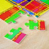 Tijdelijk Abstract goud/blauw/geel Legpuzzel (Zijkant)