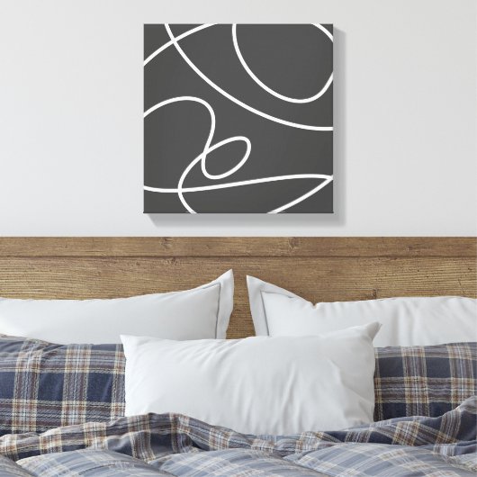 Tijdelijk Abstract modern Art Chic Black White Canvas Afdruk (Insitu (Slaapkamer))