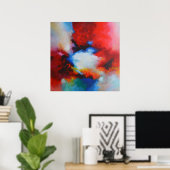Tijdelijk Abstract schilderen Rood Geel Blauw Poster (Thuiskantoor)