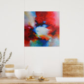 Tijdelijk Abstract schilderen Rood Geel Blauw Poster (Keuken)