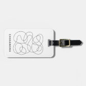 Tijdelijk Abstracte lijntekening zwart en wit Bagagelabel (Voorkant horizontaal)