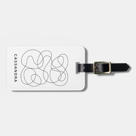 Tijdelijk Abstracte lijntekening zwart en wit Bagagelabel (Voorkant horizontaal)