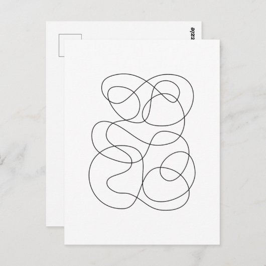 Tijdelijk Abstracte lijntekening zwart en wit Briefkaart (Voorkant / Achterkant)