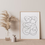 Tijdelijk Abstracte lijntekening zwart en wit Poster<br><div class="desc">Deze coole elegante tekening biedt minimalistische moderne,  continue lijnkunst in zwart-wit.</div>