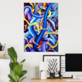 Tijdelijk blauw Abstract - diepteverlichting Poster (Thuiskantoor)