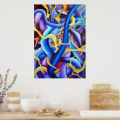 Tijdelijk blauw Abstract - diepteverlichting Poster (Keuken)