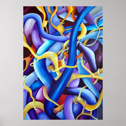 Tijdelijk blauw Abstract - diepteverlichting Poster (Voorkant)