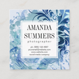 Tijdelijk blauw artistiek vierkante visitekaartje