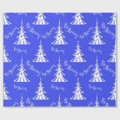 Tijdelijk blauw en wit kerstfeest cadeaupapier (Vlak)