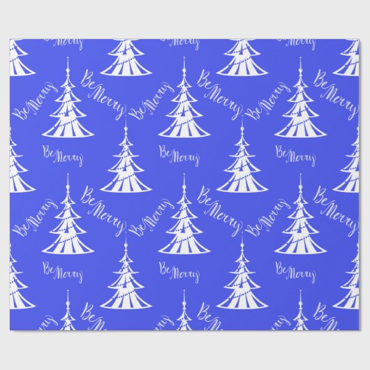 Tijdelijk blauw en wit kerstfeest cadeaupapier (Vlak)
