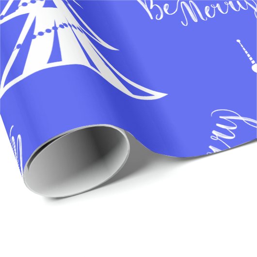 Tijdelijk blauw en wit kerstfeest cadeaupapier (Rol Hoek)