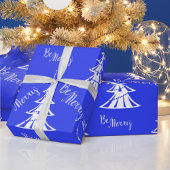 Tijdelijk blauw en wit kerstfeest cadeaupapier