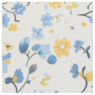 Tijdelijk Blauwe Gele Wilde Bloemstengels Patroon Stof