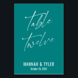 Tijdelijk elegant Blauwgroen tafeltje twaalf Kaart<br><div class="desc">Vet, eenvoudig, hedendaags, elegant. Dit ontwerp vult een groeiend collectie unieke stukken aan die opvallend en onderscheidend zijn. Gebruik de velden sjabloon om plaatsaanduidende details te wijzigen en het ontwerp zelf te maken. Andere kleuren en stijlen zijn beschikbaar in dit collectie. Hier heb ik een prachtige doopvont voor de kopbal...</div>