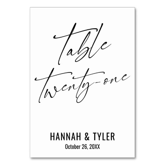 Tijdelijk Elegant Typografie Tabel 21 Kaart (Voorkant)