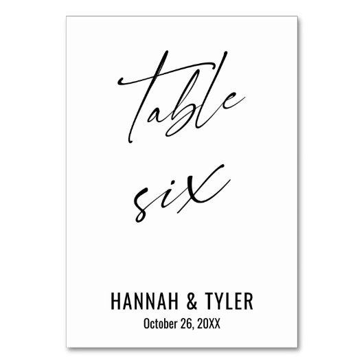 Tijdelijk Elegant Typografie Tabel 6 Kaart (Voorkant)