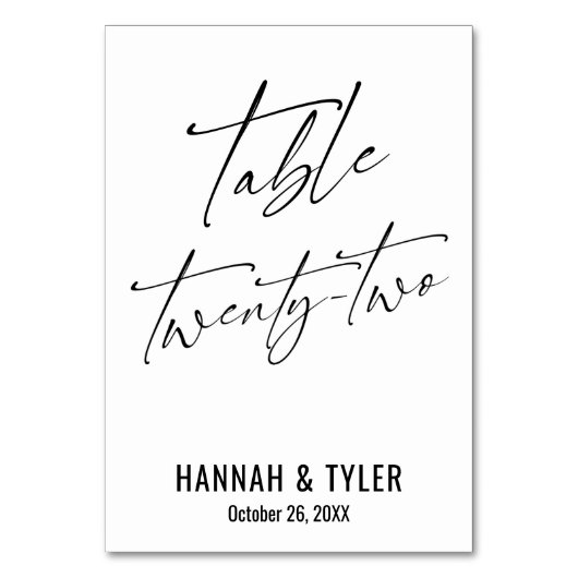 Tijdelijk Elegant Typografie Tabel Tweeëntwintig Kaart (Voorkant)