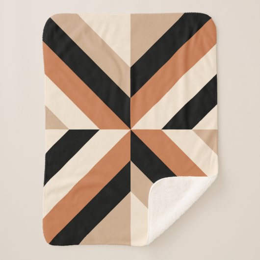 Tijdelijk geometrisch kleurenblok Bruin Sherpa Deken (Voorkant)