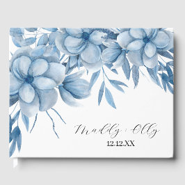 Tijdelijk Grijs Blauw Bloem Bruiloft Gastenboek