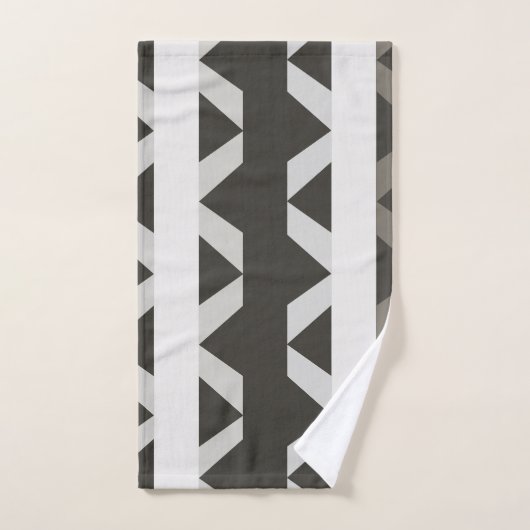 Tijdelijk grijs wit driehoekje stripe patroon bad handdoek (Handdoek)