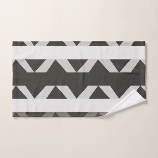 Tijdelijk grijs wit driehoekje stripe patroon bad handdoek (Handdoek)