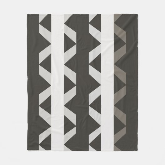 Tijdelijk grijs wit driehoekje stripe patroon fleece deken (Voorkant)