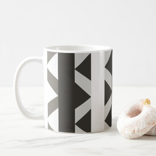 Tijdelijk grijs wit driehoekje stripe patroon koffiemok (Met donut)