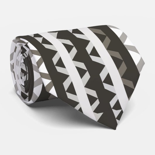 Tijdelijk grijs wit driehoekje stripe patroon stropdas (Opgerold)