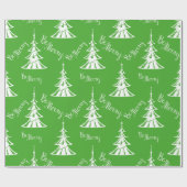 Tijdelijk groen en wit kerstfeest cadeaupapier (Vlak)