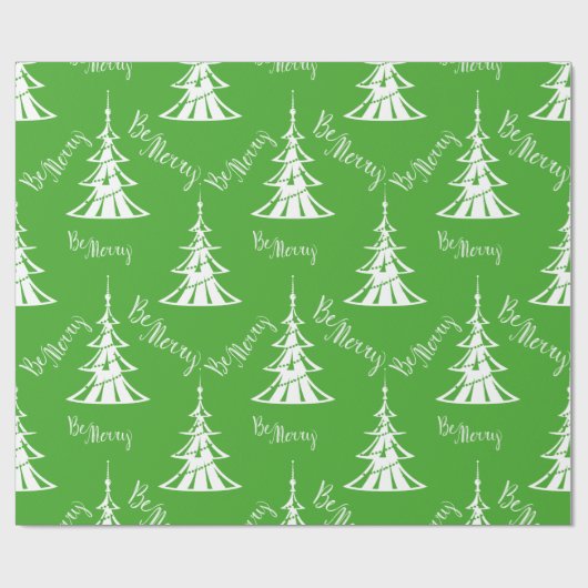 Tijdelijk groen en wit kerstfeest cadeaupapier (Vlak)