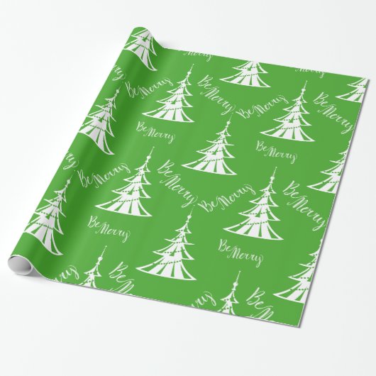 Tijdelijk groen en wit kerstfeest cadeaupapier (Uitgerold)