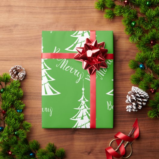 Tijdelijk groen en wit kerstfeest cadeaupapier
