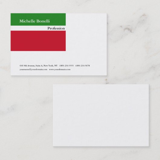 Tijdelijk groen rood wit minimalistisch modern visitekaartje (Voorkant / Achterkant)
