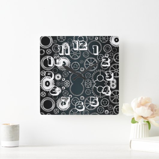 Tijdelijk industrieel ontwerp vierkante klok (Huis)