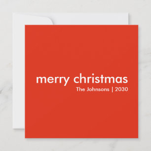 Tijdelijk kerstfeest   Eenvoudig vierkant rood Feestdagenkaart