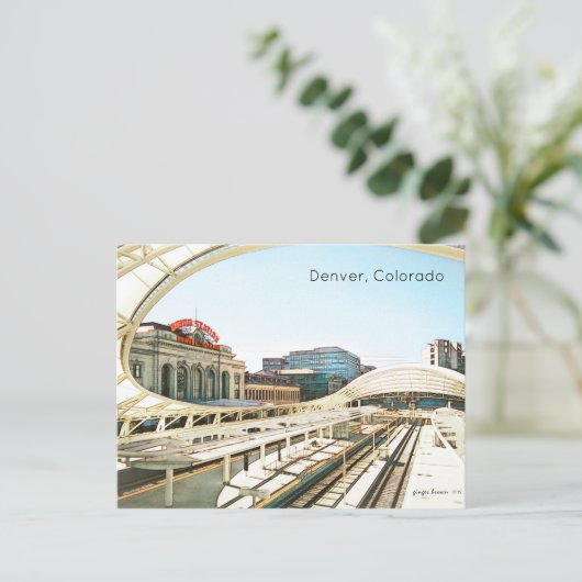 Tijdelijk kijk op Union Station, Denver, CO #4 Briefkaart (Staand voorkant)