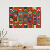 Tijdelijk Kilim Pattern Oranje Blue Green Poster (Keuken)