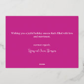 Tijdelijk leuk roze en wit folie feestdagenkaart (Achterkant)