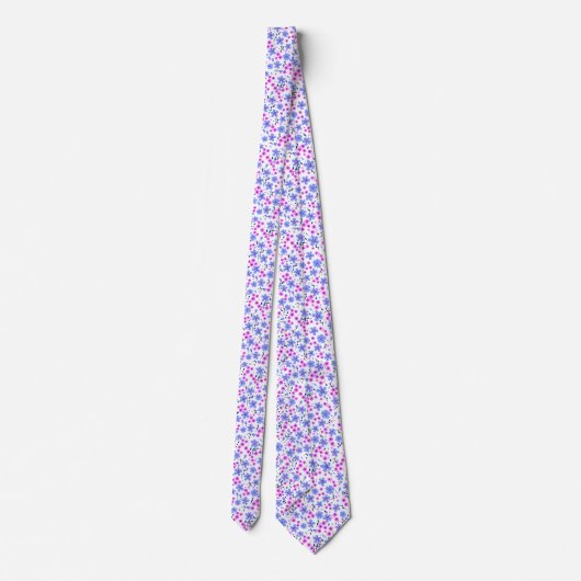 Tijdelijk leuk wit blauw roze bloemmotief stropdas (Achterkant)