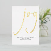 Tijdelijk Manuscript Joy Kerstmis Gold Folie Feestdagenkaart (Staand Voorkant)