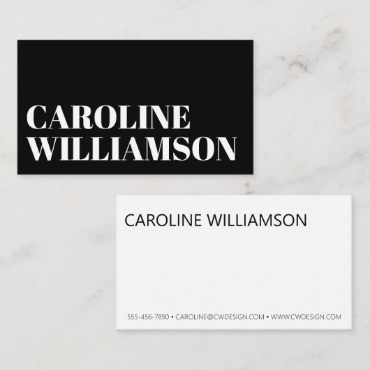 Tijdelijk Minimale standaardtypografie zwart-wit Visitekaartje (Voorkant / Achterkant)