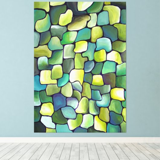 Tijdelijk minimalisme groen artdeco-patroon canvas afdruk (Insitu (Houten vloer))