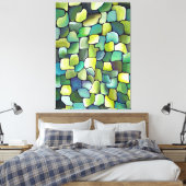 Tijdelijk minimalisme groen artdeco-patroon canvas afdruk (Insitu (Slaapkamer))
