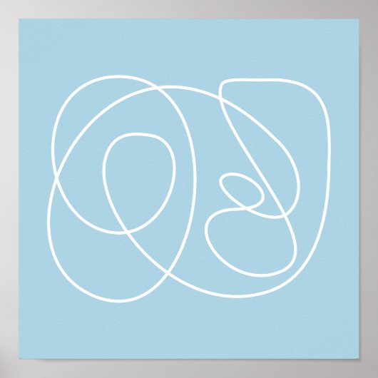 Tijdelijk minimalistisch Abstract lijnpasta blauw Poster (Voorkant)