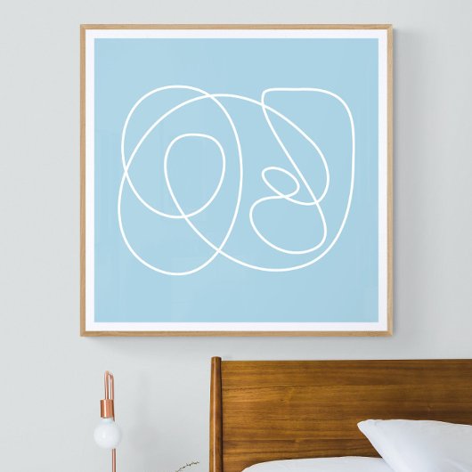 Tijdelijk minimalistisch Abstract lijnpasta blauw Poster