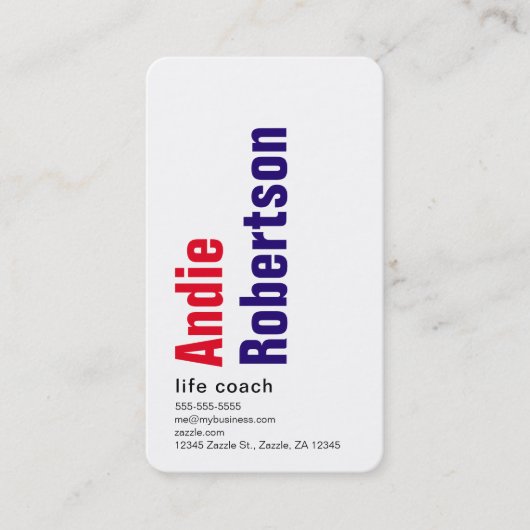 Tijdelijk minimalistisch rood paars visitekaartje (Voorkant)