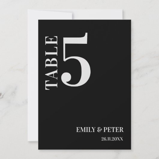 Tijdelijk minimalistisch WEDDING-tabelnummer Bedankkaart (Achterkant)