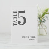 Tijdelijk minimalistisch wit WEDDING-tabelnummer Bedankkaart (Staand voorkant)