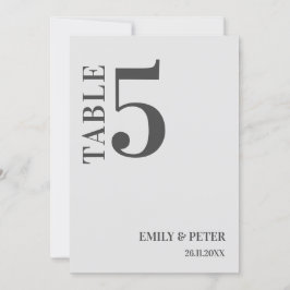 Tijdelijk minimalistisch wit WEDDING-tabelnummer Bedankkaart