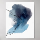 Tijdelijk modern Abstract Art Blue Black Poster (Voorkant)